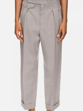Victoria Beckham Women's Gray Alina High Waist Wide Leg Cropped Pants Size 4
